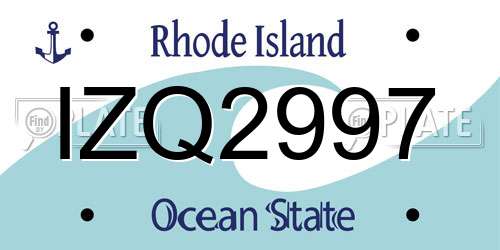 IZQ2997 Rhode Island License Plate