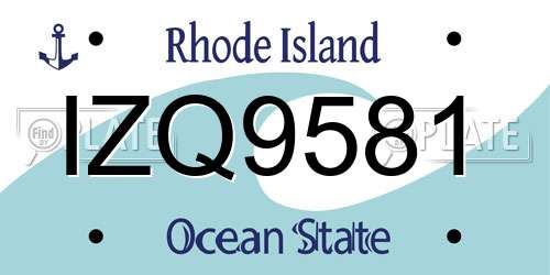 IZQ9581 Rhode Island License Plate