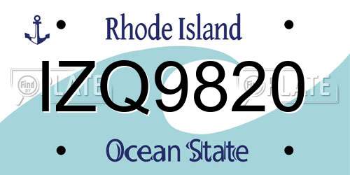 IZQ9820 Rhode Island License Plate