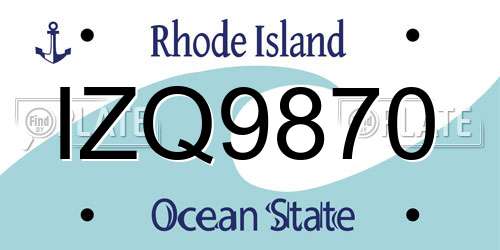 IZQ9870 Rhode Island License Plate