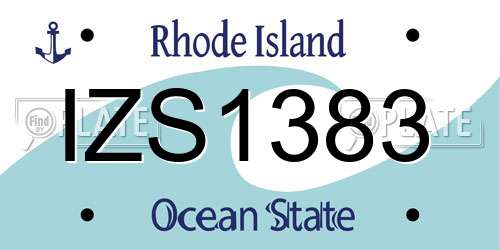 IZS1383 Rhode Island License Plate