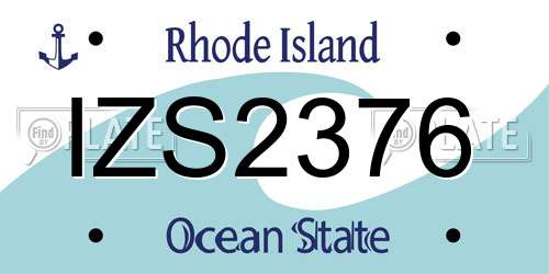 IZS2376 Rhode Island License Plate