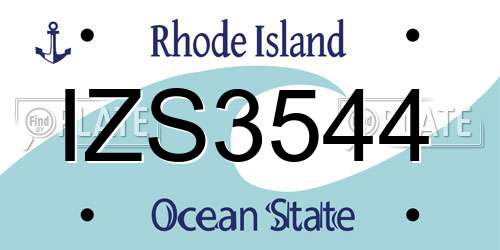 IZS3544 Rhode Island License Plate