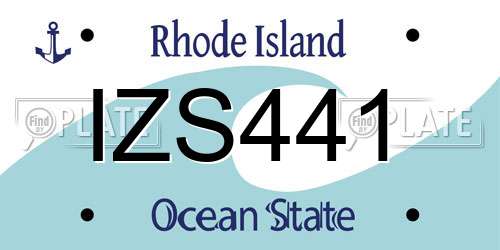 IZS441 Rhode Island License Plate