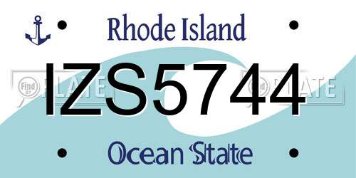 IZS5744 Rhode Island License Plate