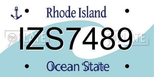 IZS7489 Rhode Island License Plate