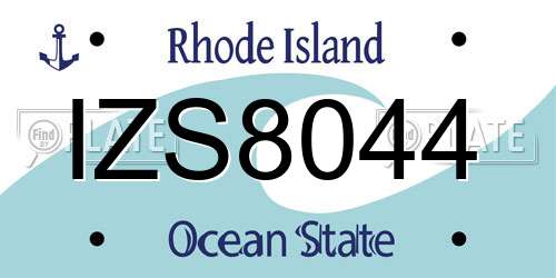 IZS8044 Rhode Island License Plate