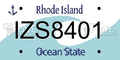 IZS8401 Rhode Island License Plate