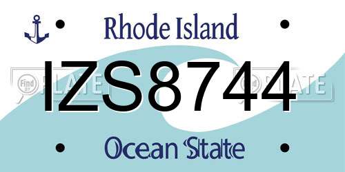 IZS8744 Rhode Island License Plate