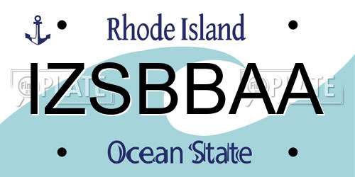 IZSBBAA Rhode Island License Plate
