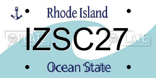 IZSC27 Rhode Island License Plate