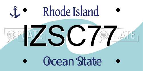 IZSC77 Rhode Island License Plate