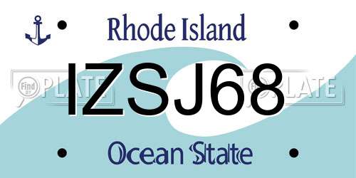 IZSJ68 Rhode Island License Plate