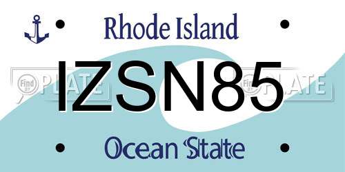 IZSN85 Rhode Island License Plate
