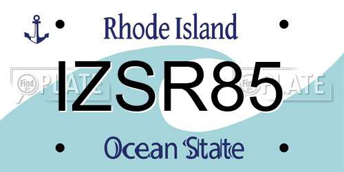 IZSR85 Rhode Island License Plate