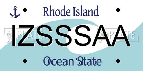 IZSSSAA Rhode Island License Plate