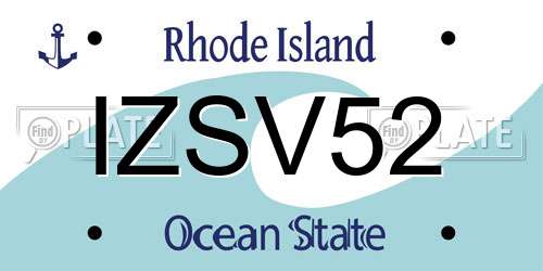 IZSV52 Rhode Island License Plate