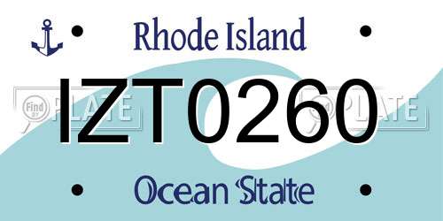 IZT0260 Rhode Island License Plate