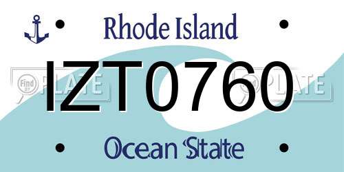 IZT0760 Rhode Island License Plate