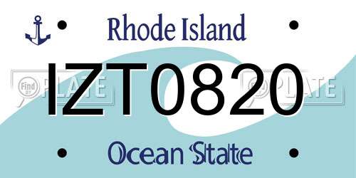 IZT0820 Rhode Island License Plate