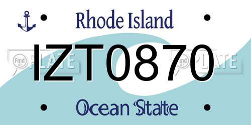 IZT0870 Rhode Island License Plate