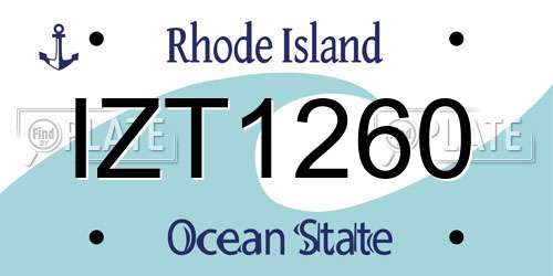 IZT1260 Rhode Island License Plate