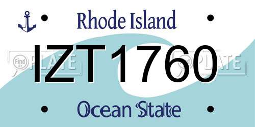 IZT1760 Rhode Island License Plate