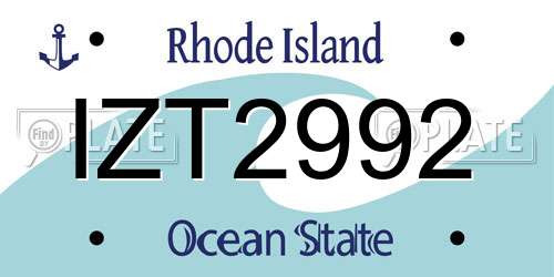 IZT2992 Rhode Island License Plate