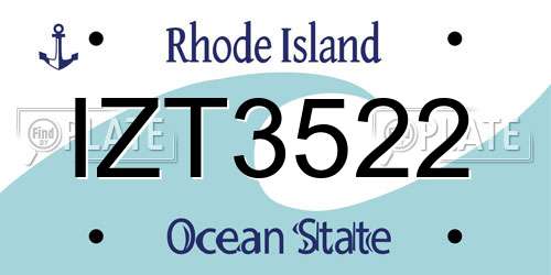 IZT3522 Rhode Island License Plate