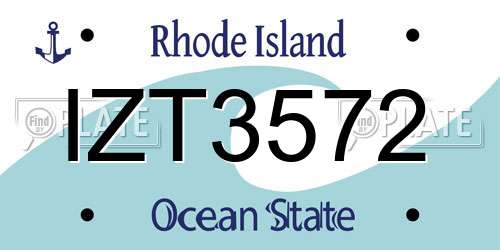 IZT3572 Rhode Island License Plate