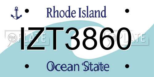IZT3860 Rhode Island License Plate