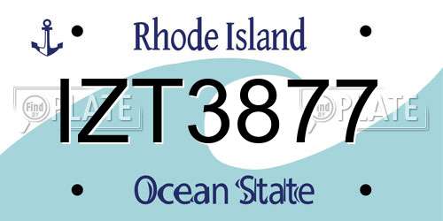 IZT3877 Rhode Island License Plate