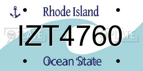 IZT4760 Rhode Island License Plate