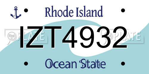 IZT4932 Rhode Island License Plate