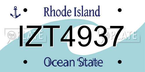 IZT4937 Rhode Island License Plate