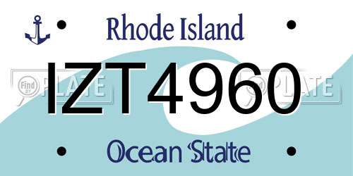 IZT4960 Rhode Island License Plate