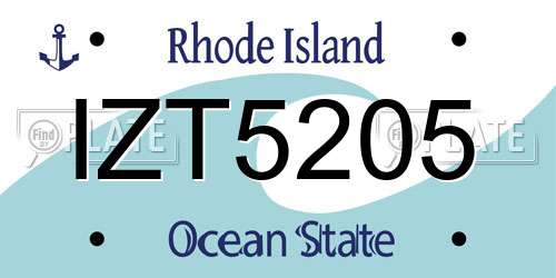 IZT5205 Rhode Island License Plate