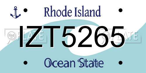 IZT5265 Rhode Island License Plate