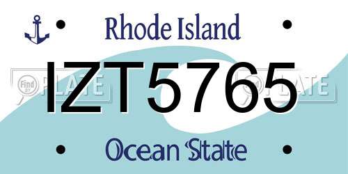 IZT5765 Rhode Island License Plate