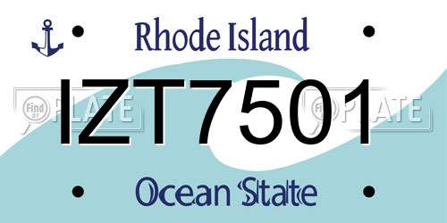 IZT7501 Rhode Island License Plate