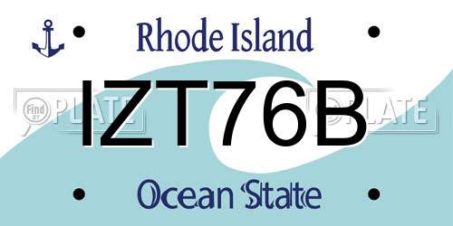 IZT76B Rhode Island License Plate