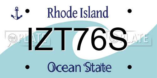 IZT76S Rhode Island License Plate