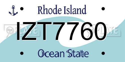 IZT7760 Rhode Island License Plate