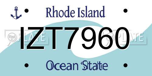 IZT7960 Rhode Island License Plate
