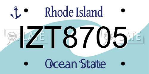 IZT8705 Rhode Island License Plate