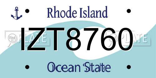 IZT8760 Rhode Island License Plate