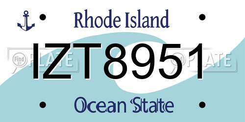 IZT8951 Rhode Island License Plate