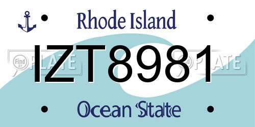 IZT8981 Rhode Island License Plate