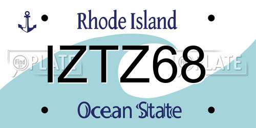 IZTZ68 Rhode Island License Plate