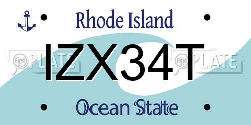 IZX34T Rhode Island License Plate